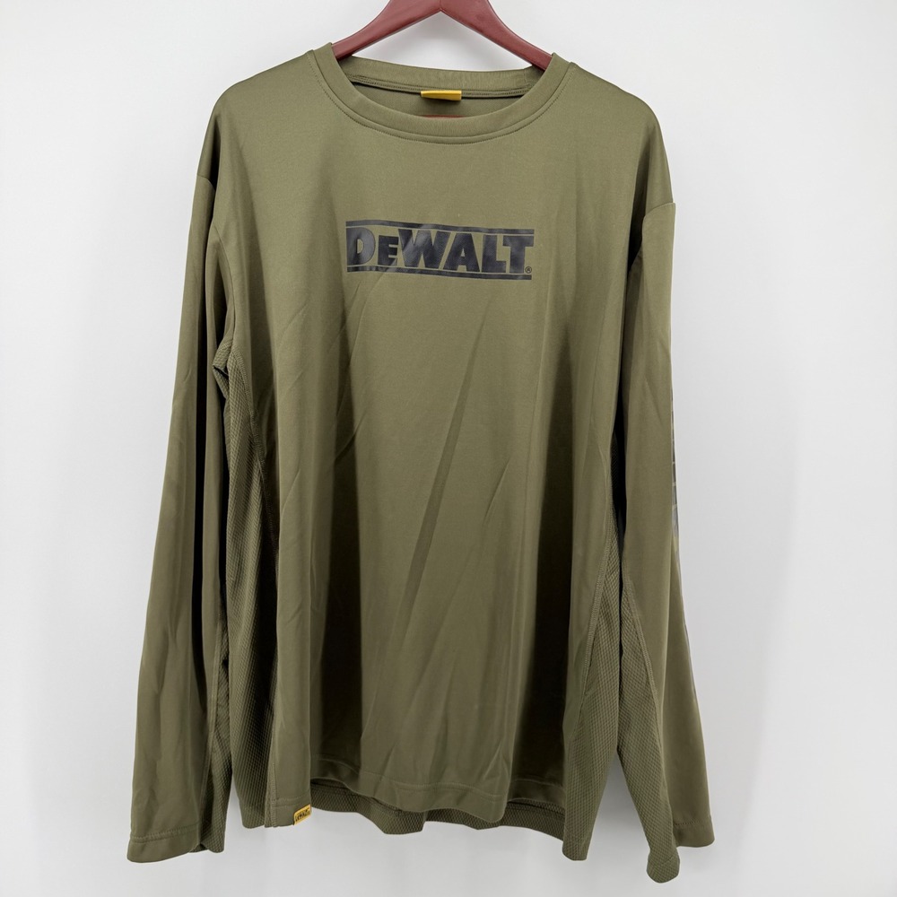 DeWalt Mens Truro Performance LS T Shirt XL Green Guaranteed Tough DXWW50155